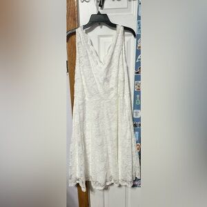 White knee length lace dress